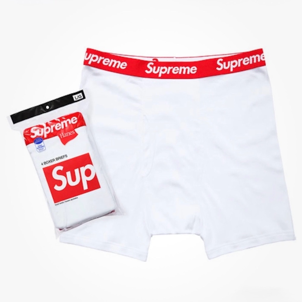 Supreme Hanes White Boxer Briefs Underwear (4 Pack) Men's SIZE XL